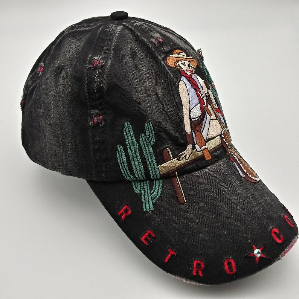 Retro Cowgirl  Distressed Cap - Picture 5 of 12
